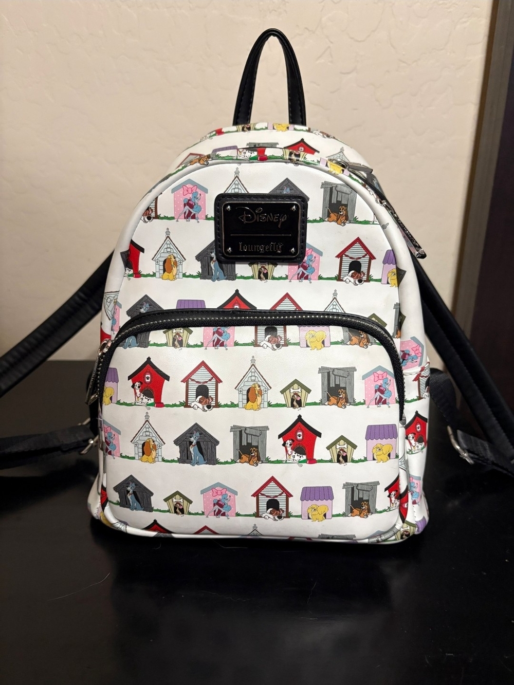 Loungefly White Disney Doghouse Pattern Crossbody Mini Backpack